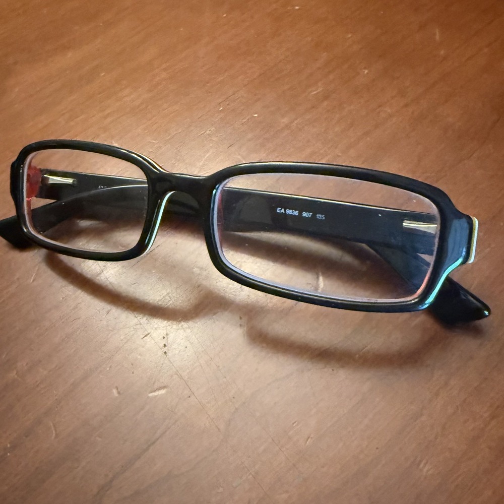 Emporio Armani Black & Red Frame Glasses frames EA9836 unisex square rectangular